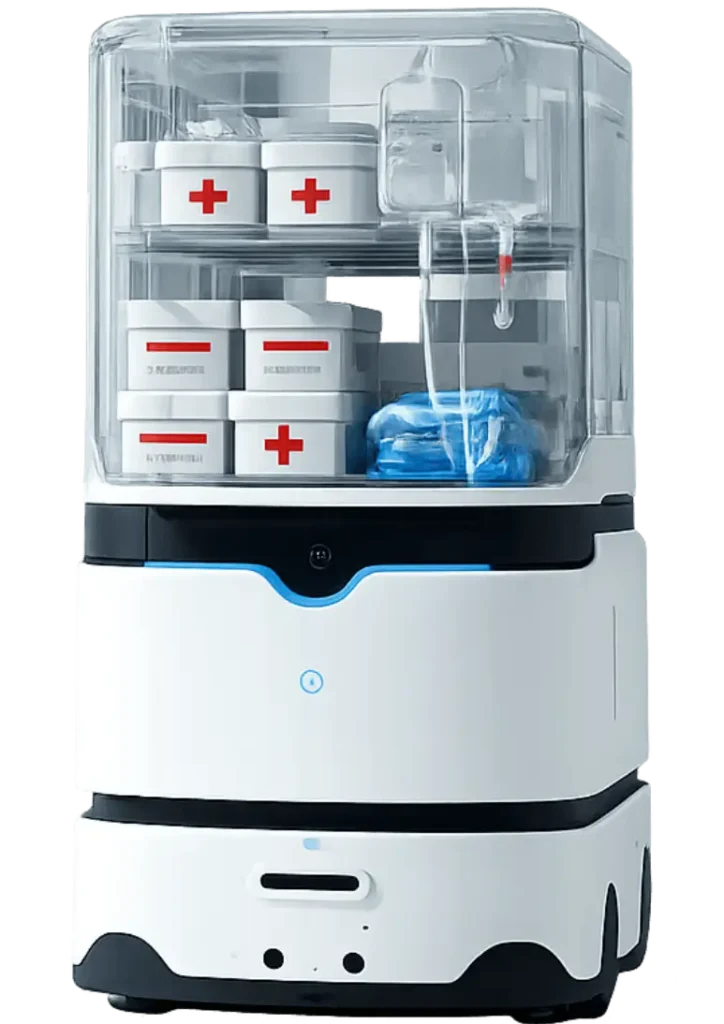 A medical robot carrying equipment